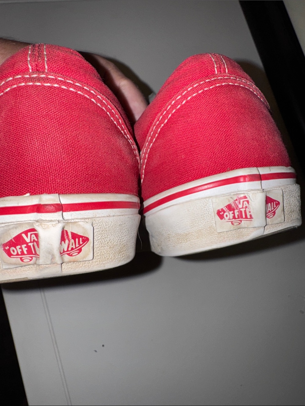 Vans Red Canvas Low-Top Sneakers with White Sidestripe - Picture 5 of 5